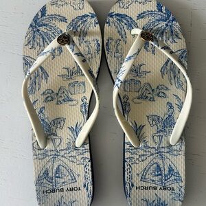 Tory Burch Blue and White Sandals